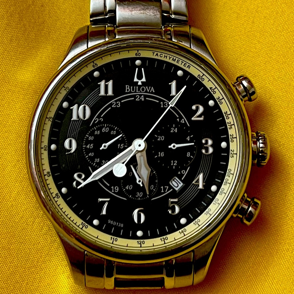 SOLD! 👏👏👏👏👏🤩 Amazing BULOVA ⏱⌚️Adventurer Flieger (flyer) 44mm Chrono SS T